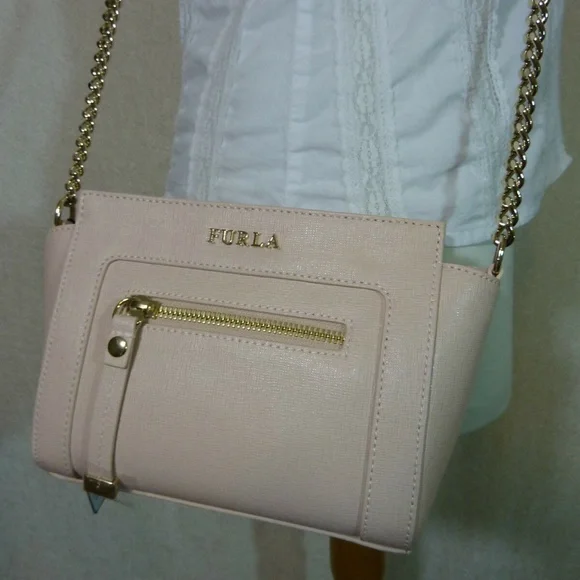 NEW FURLA Pink Leather Mini Ginevra Small Crossbody Bag AUTHENTIC FURLA MINI BAG